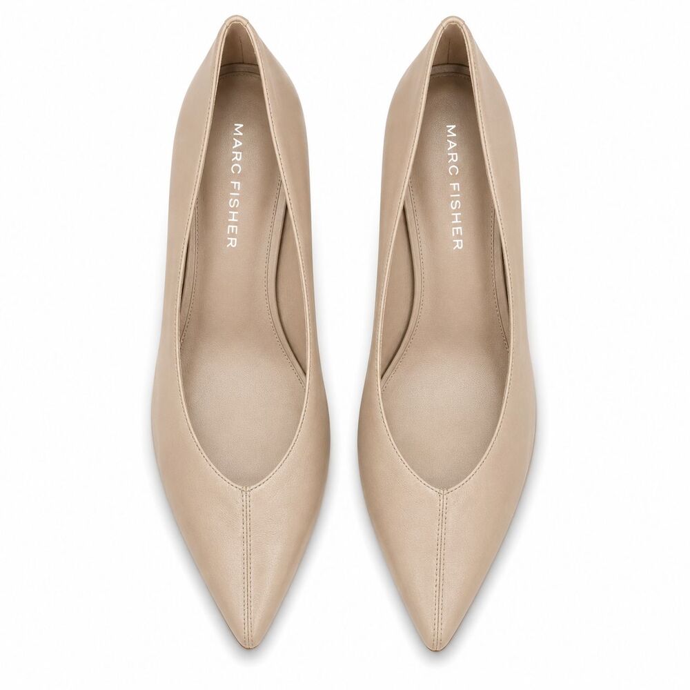Marc Fisher Ballet Flats Womens 10 Nude Leather Pointed Toe Slip On Preppy Shoes